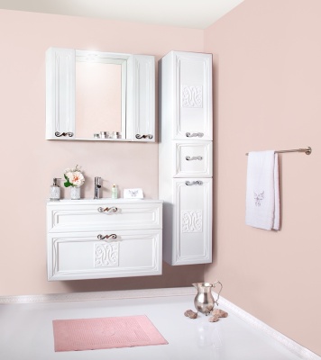 Зеркало со шкафом Бриклаер Адель 85 Белый глянец