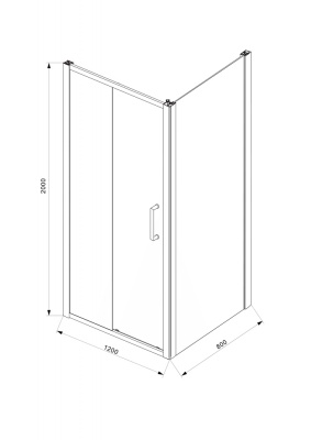 Душевой уголок Bravat Black Line 120x80 BS120.3101B профиль Черный стекло прозрачное