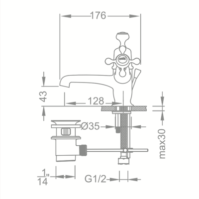 Смеситель для раковины Schein Thames 115CL/8056003 Хром