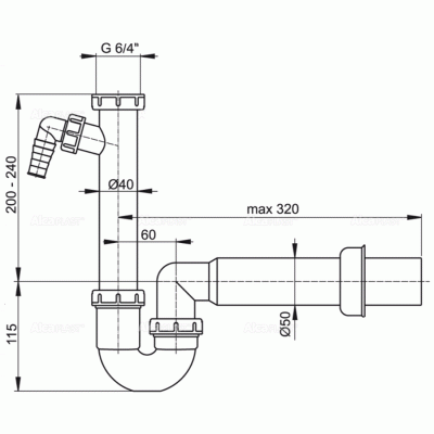 Сифон для кухонной мойки Alcaplast A81-DN50 Белый
