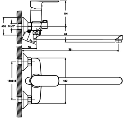 Смеситель для ванны Mixmaster Master-006 MR0009 универсальный Хром