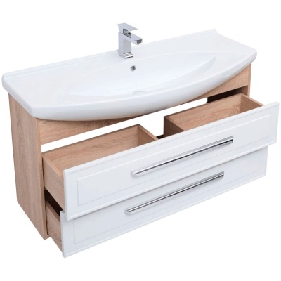 Комплект мебели для ванной Aquanet Остин 120 213130 подвесной Белый глянец Дуб сонома