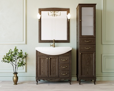 Тумба под раковину ValenHouse Эллина 85 E85_ТКБ Кальяри ручки Бронза