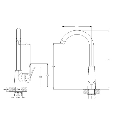 Смеситель для кухни G-Lauf GOB4-B134 Хром