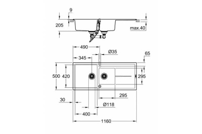 Кухонная мойка Grohe K400 116 31643AT0 Серый гранит