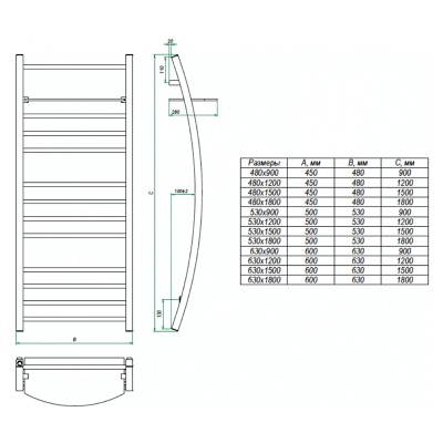 Водяной полотенцесушитель Grota Vela 530х1800 Хром