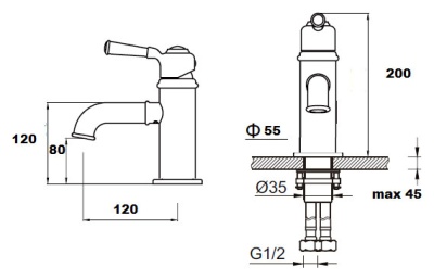 Смеситель для раковины Artik Perse 9055 Хром Белый