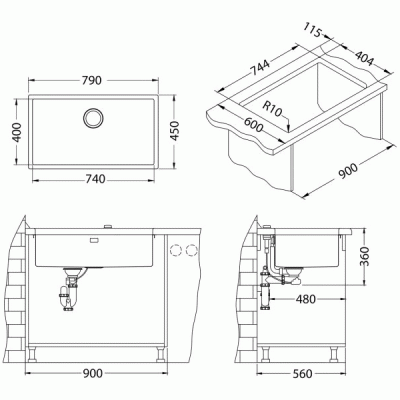 Кухонная мойка Alveus Quadrix Monarch 60 1117479 Бронза