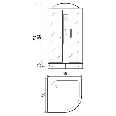 Душевая кабина River Dunay 90x90x26 ТН 10000001452+10000001187 с поддоном