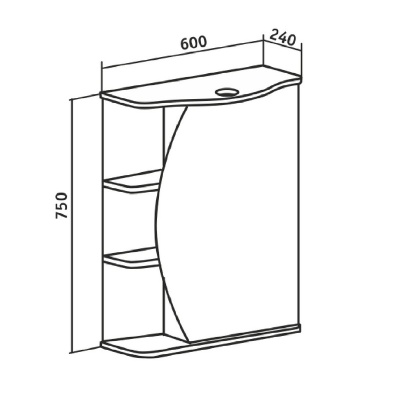 Зеркальный шкаф Runo Линда 60 правый Белый
