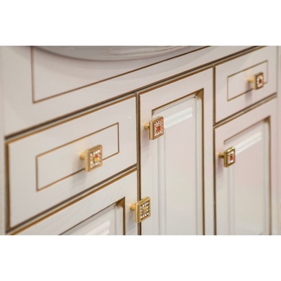 Тумба под раковину ASB-Woodline Верона 90 Белый с золотой патиной