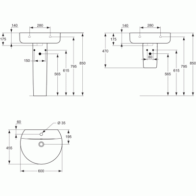 Раковина Ideal Standard Connect 60 E786401 Белая