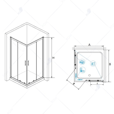 Душевой уголок RGW Hotel HO-31 80x80 профиль Хром стекло прозрачное