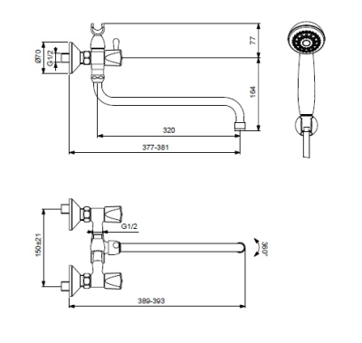 Смеситель для ванны Vidima Practic BA230AA универсальный Хром