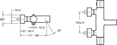 Смеситель для ванны Jacob Delafon Cuff E78520-CP с термостатом Хром
