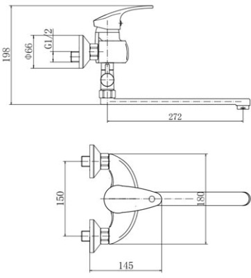 Смеситель для ванны Fashun A2121 универсальный Хром
