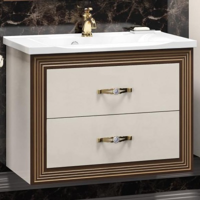 Тумба под раковину Opadiris Карат 100 Z0000006629 подвесная Белая с золотой патиной