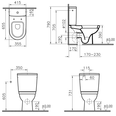 Унитаз компакт Vitra Form 300 9729B003-1162 с бачком и сиденьем