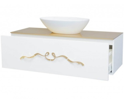 Тумба c раковиной Bellezza Римини 90 подвесная Белая сусальное Золото