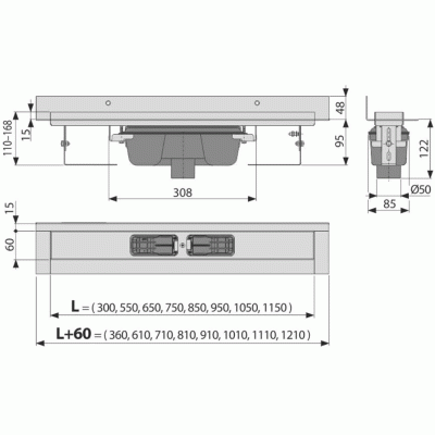 Душевой лоток Alcaplast Wall APZ1016-300 без решетки Душевой лоток Alcaplast Wall APZ1016-300 без решетки