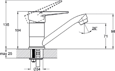 Смеситель для кухни Zerix SOP4-B 045 ZX2982 Хром