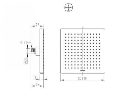 Верхний душ Bravat Built-in P7078C-RUS Хром