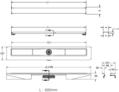 Душевой лоток Berges Wasserhaus C1 Norma 600 090037 с решеткой Матовый хром