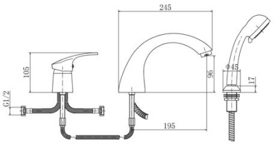 Смеситель на борт ванны Fashun A1121 Хром