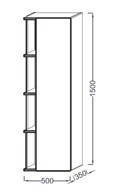 Шкаф пенал Jacob Delafon Terrace 50 L EB1179G-274 подвесной Черный глянцевый
