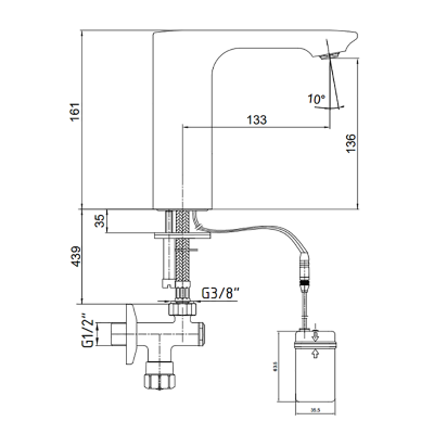 Смеситель для раковины E.C.A. Photoscell 108108037 Хром