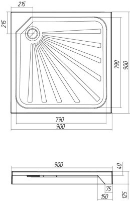 Акриловый поддон для душа 1MarKa Quadro 90x90 с антискользящим покрытием