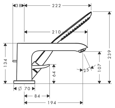 Смеситель на борт ванны Hansgrohe Metris 31190000 Хром