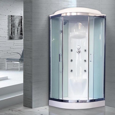 Душевая кабина Royal Bath НК 90x90 RB90HK7-WT-CH с гидромассажем стекло прозрачное задние стенки Белые