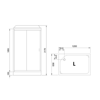 Душевая кабина Royal Bath HP 120х80 RB8120HP7-BT-CH-L с гидромассажем стекло прозрачное задняя стенка Черная