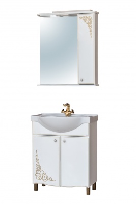 Зеркало со шкафом Cerutti SPA Динара 70 6574 с подсветкой Белое Золото