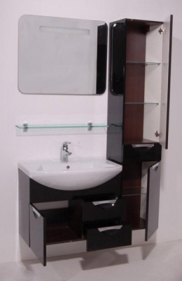 Шкаф пенал SanVit Лайм 36 с фактурой под дерево подвесной Венге