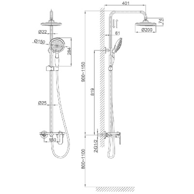 Душевая система D&K Bayern Purer DA1253701B06 Хром