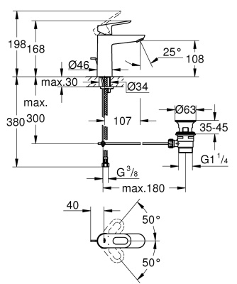 Смеситель для раковины Grohe BauLoop 23762000 Хром