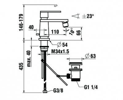 Смеситель для биде Laufen New Classic 3.4185.1.004.111.1 Хром