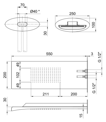 Верхний душ Webert Aria AC0741 Хром
