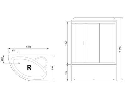 Душевая кабина Royal Bath ALP 140х95 RB140ALP-T-R с гидромассажем