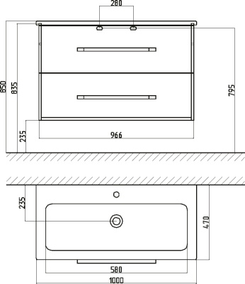 Тумба с раковиной Gustavsberg Iconic 100 подвесная Белая матовая