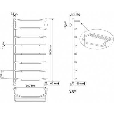 Водяной полотенцесушитель Secado Агата 3 50х100 с полкой Бронза