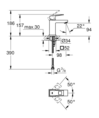 Смеситель для раковины Grohe Eurocube 23132000 Хром