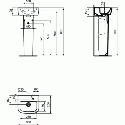 Раковина Ideal Standard Tempo 35 T056901 Белая