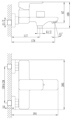 Смеситель для ванны Iddis Brick BRISB02i02 Хром