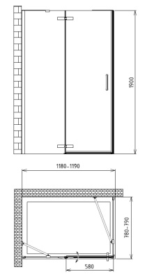 Душевой уголок Gemy Fall Tea 120х80 прямоугольный профиль Хром стекло прозрачное