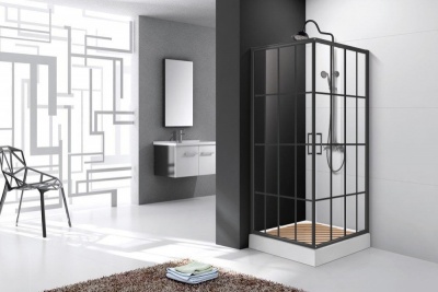Душевой уголок Cerutti SPA Muza 90x90 профиль Черный стекло прозрачное с рисунком