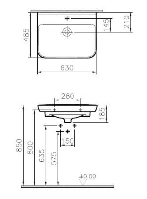 Тумба с раковиной Vitra Sento 65 60821 Белая матовая