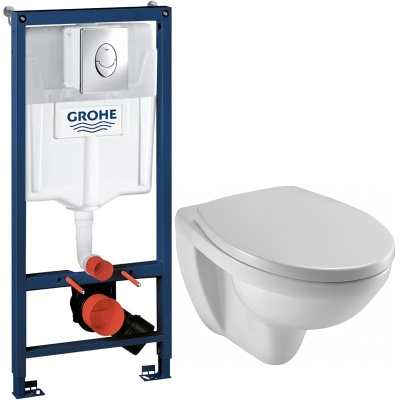 Комплект унитаза Jacob Delafon Patio EDV102-00+E70021-00 с инсталляцией Grohe Rapid SL 38721001 с сиденьем Микролифт и клавишей смыва Хром